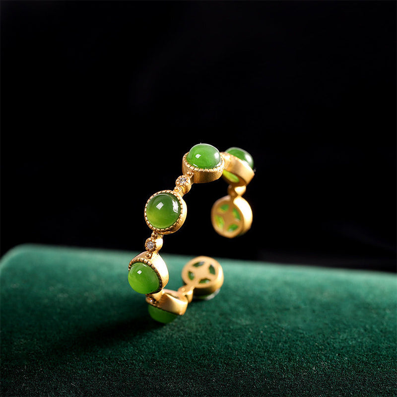 Cyan Jade Healing Calm Adjustable Ring