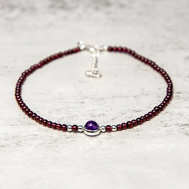Garnet Amethyst Purification Calm Anklet