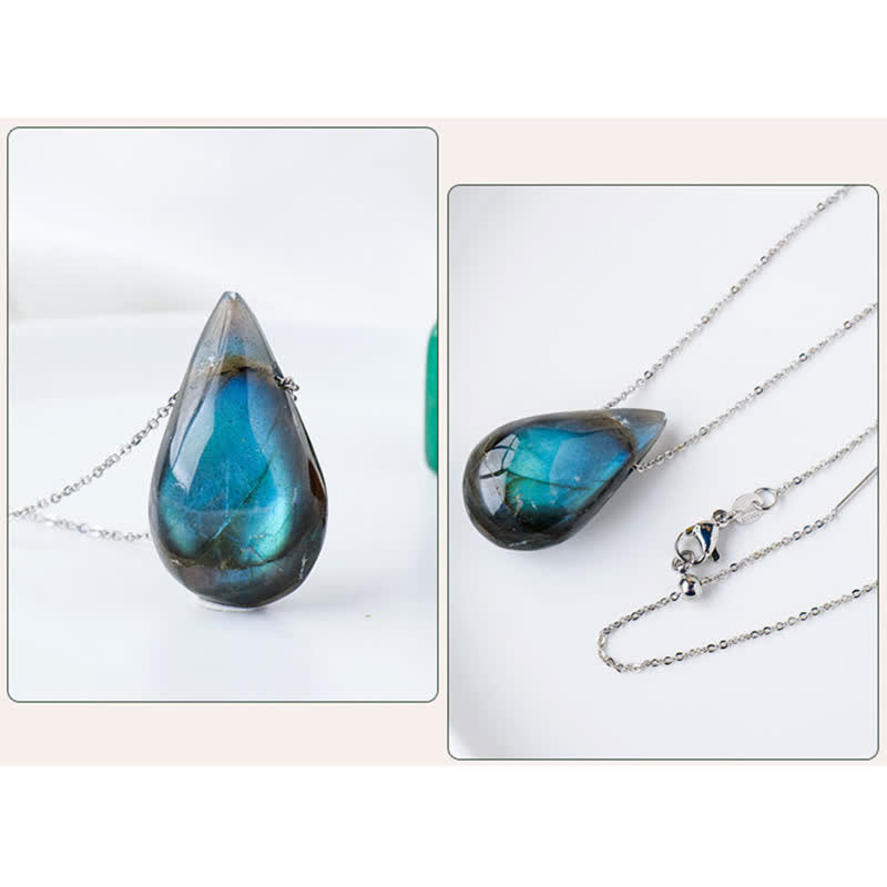Labradorite Water Drop Support Healing Necklace Pendant