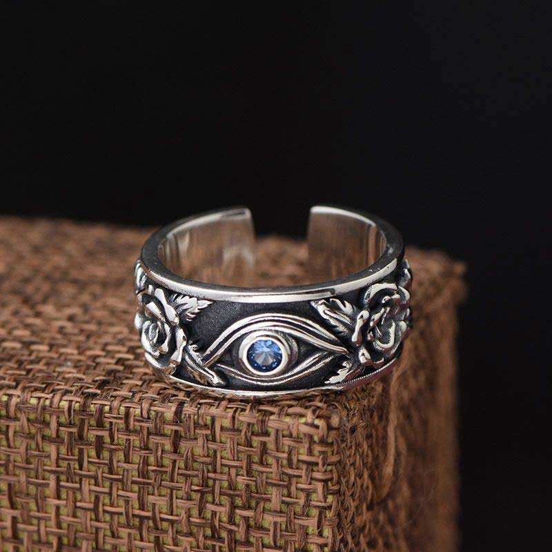 Eye Of Horus Crystal Protection Adjustable Ring