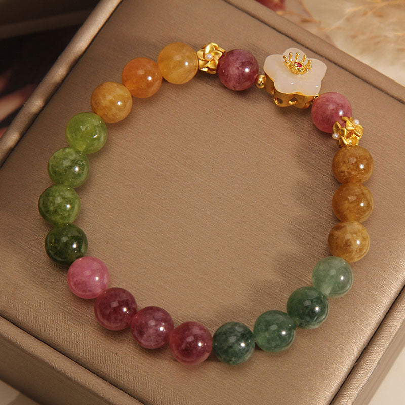Colorful Tourmaline Jade Flowers Love Bracelet