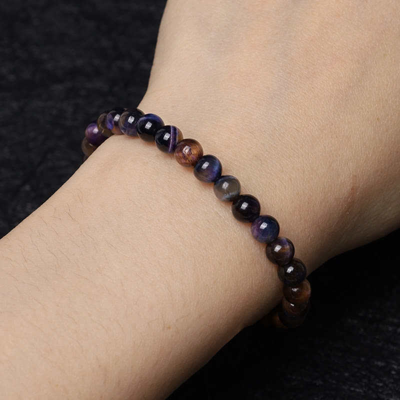 Natural Purple Tiger Eye Protection Strength Bracelet