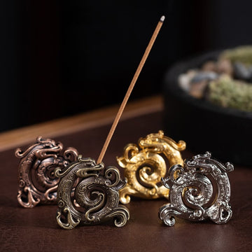 Mini Auspicious Dragon Pattern Zinc Alloy Meditation Incense Stick Burner