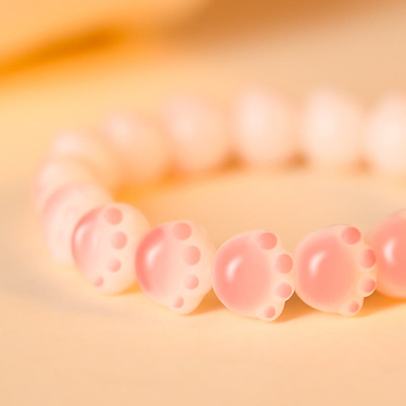 Natural Bodhi Seed Lovely Paw Lucky Cat Paw Peace Bracelet