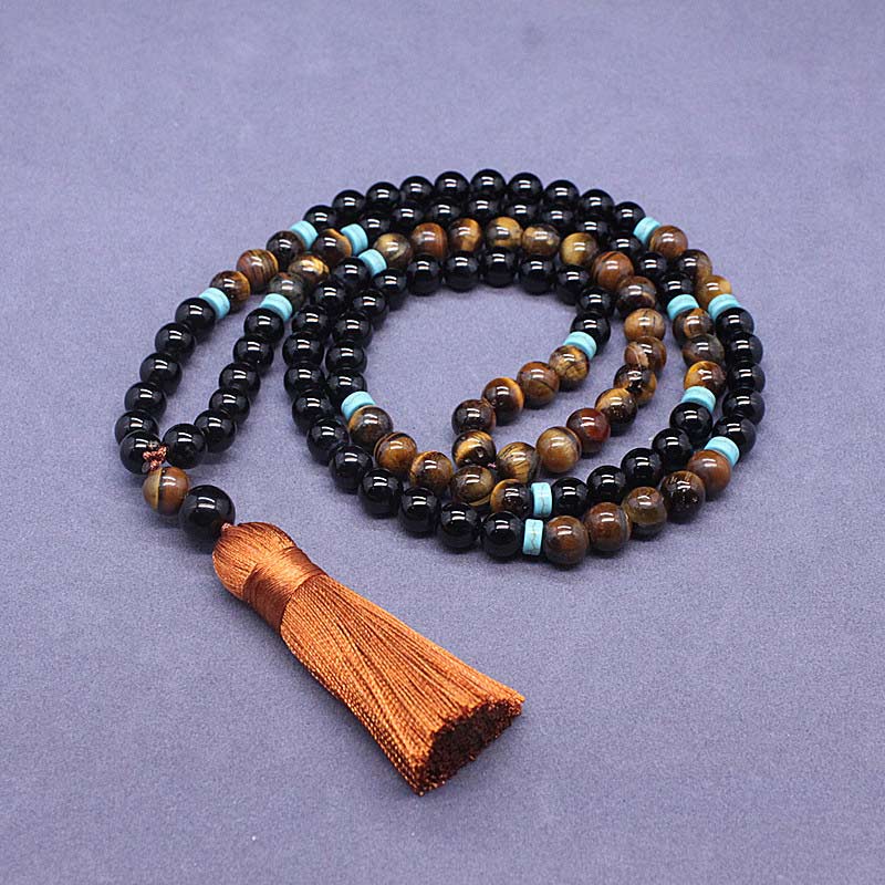 Tibetan Black Onyx Peaceful Mala Set
