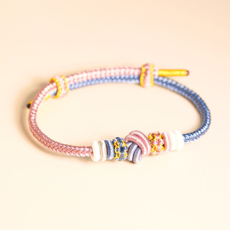 Two-Color Rope Handcrafted Eight Thread Peace Knot Luck Connection Bracelet