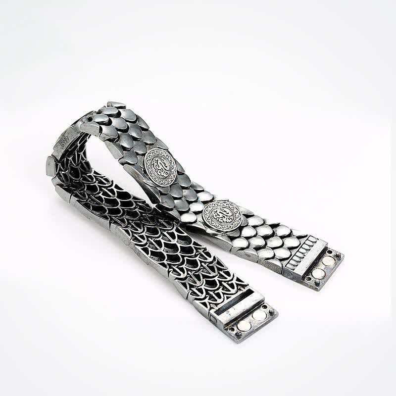 925 Sterling Silver Dragon Scales Textured Bangle Bracelet