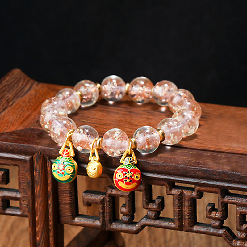 Handmade Luminous Liuli Glass Pixiu Gold Swallowing Beast Success Bracelet
