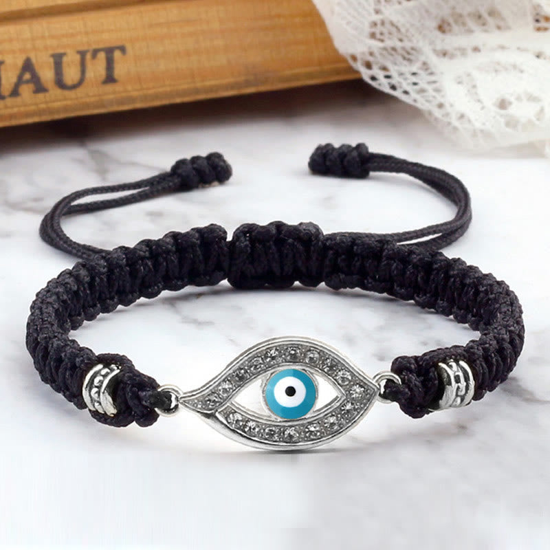 Handmade Evil Eye Red String Braided Bracelet with Gold or Silver Border