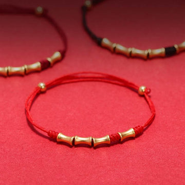 925 Sterling Silver Bamboo Design Protection Luck Braided Bracelet