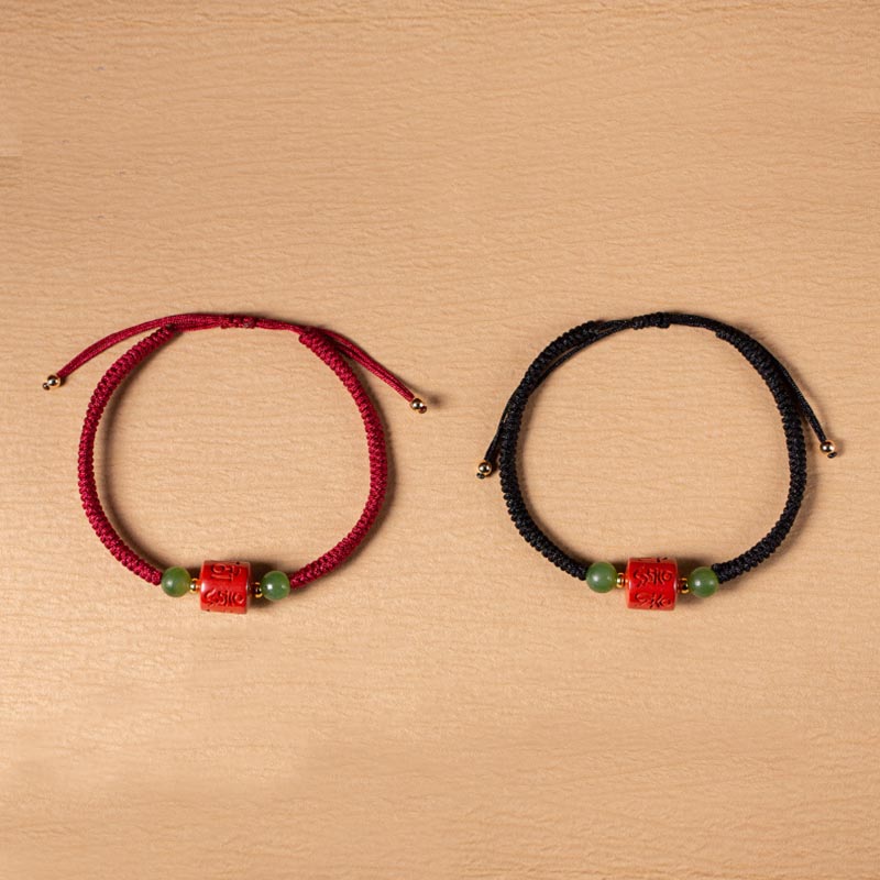 Braided Cinnabar Om Mani Padme Hum Mantra Red String Bracelet