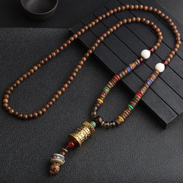 Prayer Wheel Wenge Wood Meditation Necklace