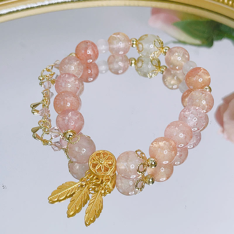 Handcrafted Glass Bead Dreamcatcher Charm Bracelet for Spiritual Connection