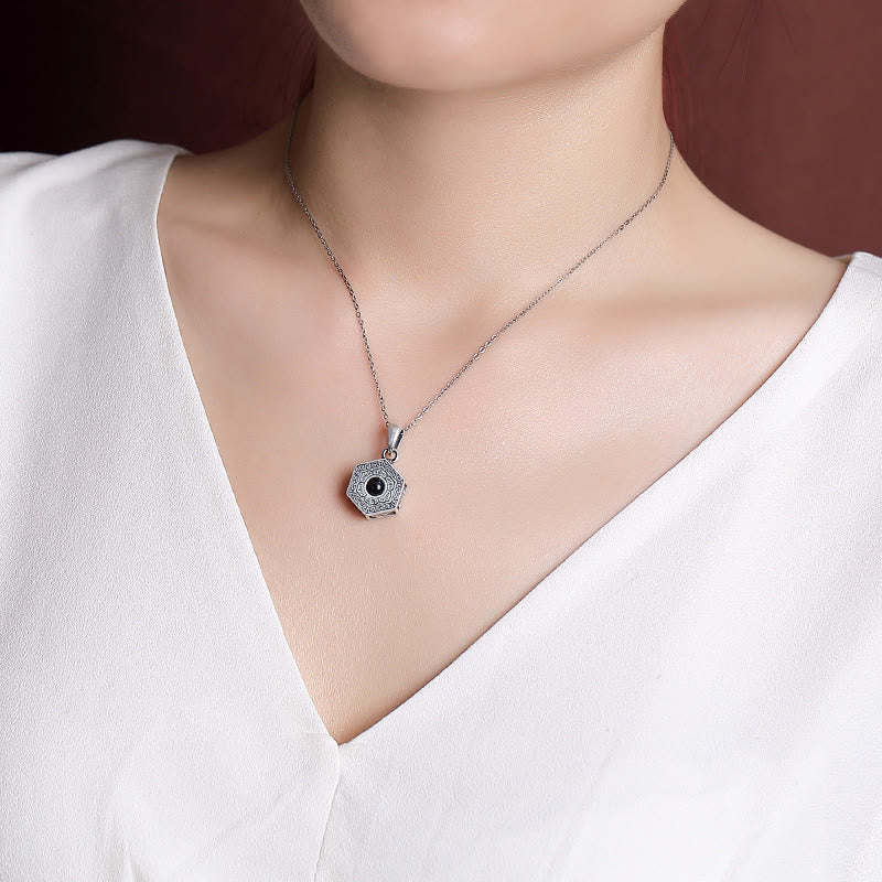 990 Sterling Silver Tibetan Om Mani Padme Hum Lotus Love Projection Necklace Pendant