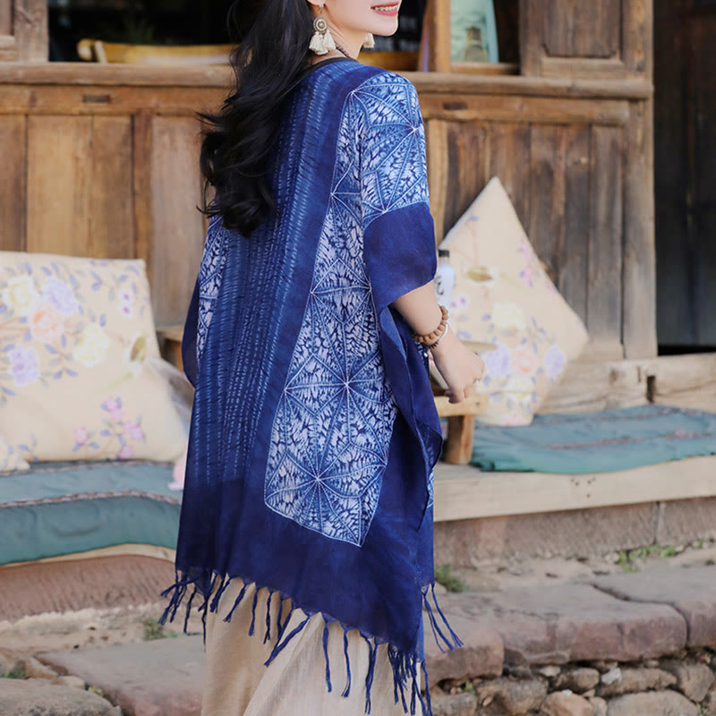 Batik Striped Cozy Travel Meditation Shawl Wrap