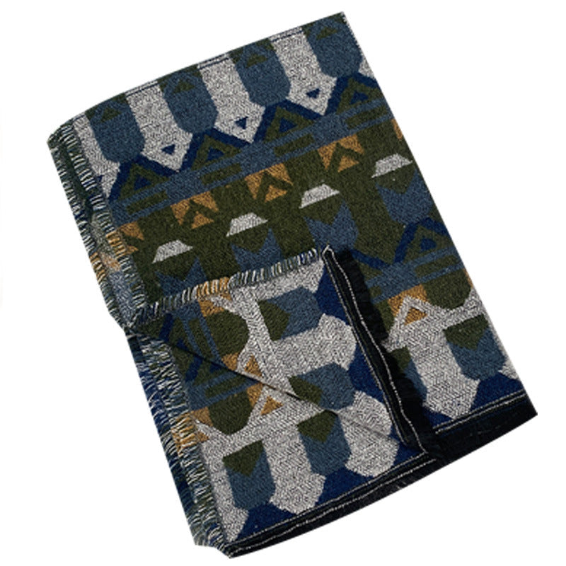 Tibetan Shawl Classic Geometry Pattern Winter Cozy Travel Scarf Wrap