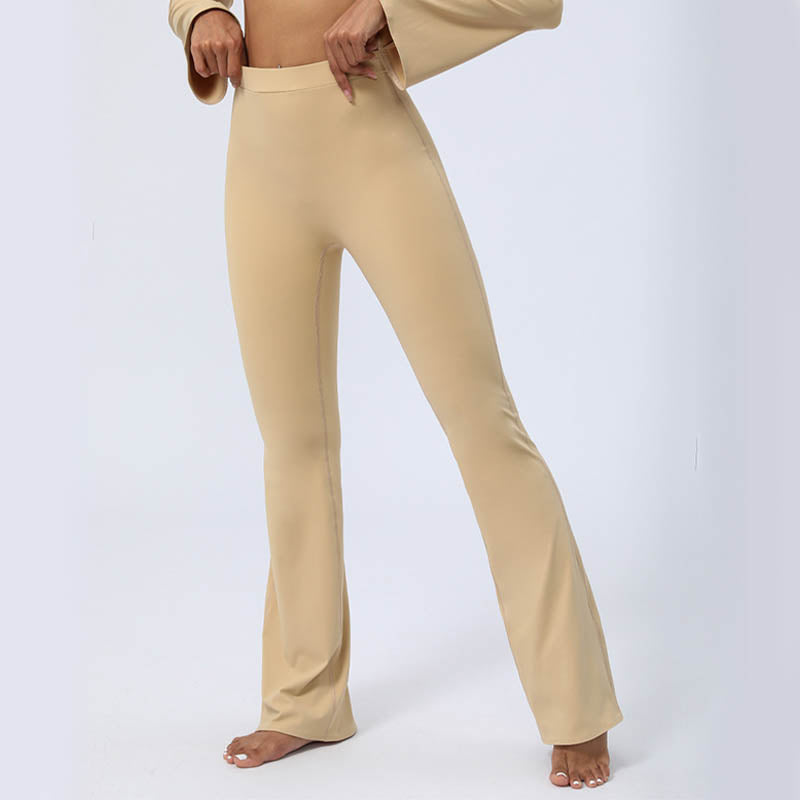 Long Sleeve Backless Strap Top Bra Flare Pants Fitness Yoga Outfit