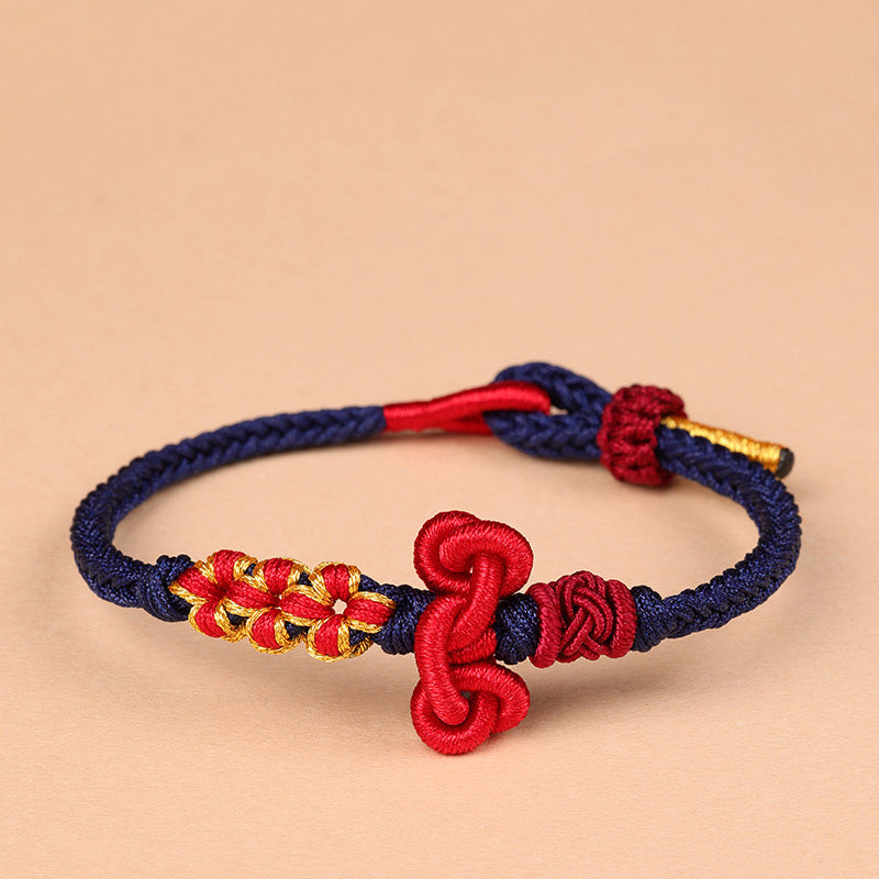 Hand-Braided Wenchang Endless Knot Red String Cord Bracelet