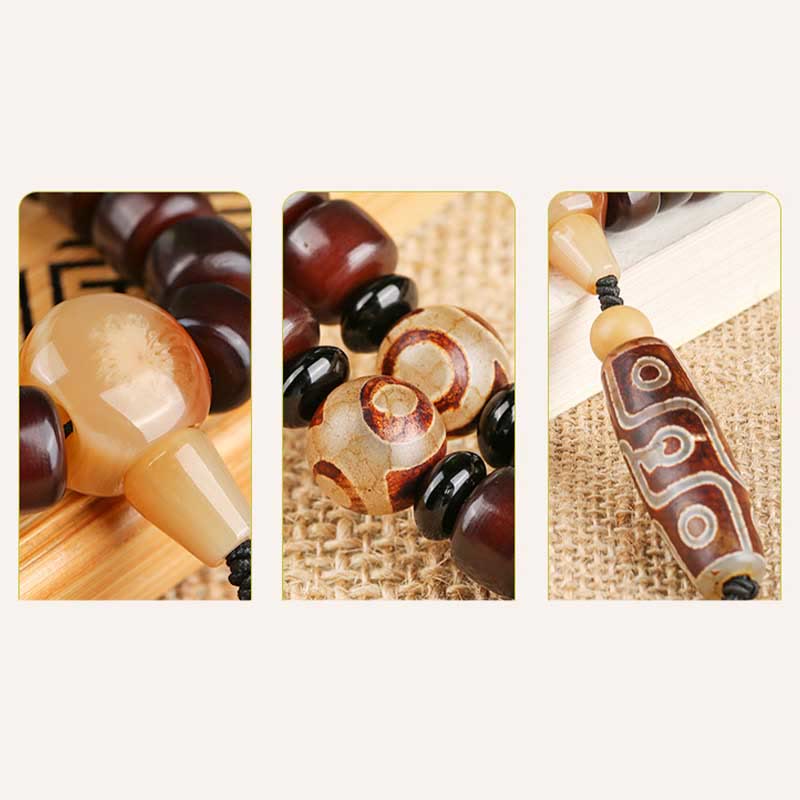 108 Mala Beads Three-eyed Dzi Bead Nine-eye Dzi Bead Jade Luck Bracelet