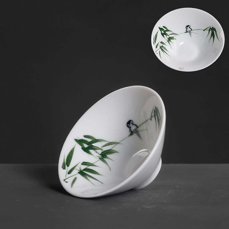 Vintage Plum Orchid Bamboo Chrysanthemum Lotus Koi Fish Ceramic Teacup Kung Fu Tea Cups