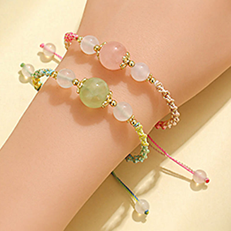 Hand-Woven White Agate & Copper Multi-Gemstone Beaded Rope Bracelet