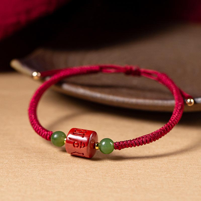Braided Cinnabar Om Mani Padme Hum Mantra Red String Bracelet