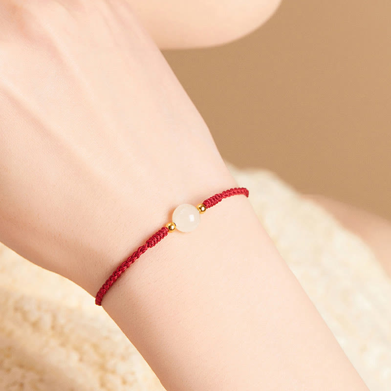 Handcrafted Round Jade Lucky Bead Prosperity Braided Bracelet