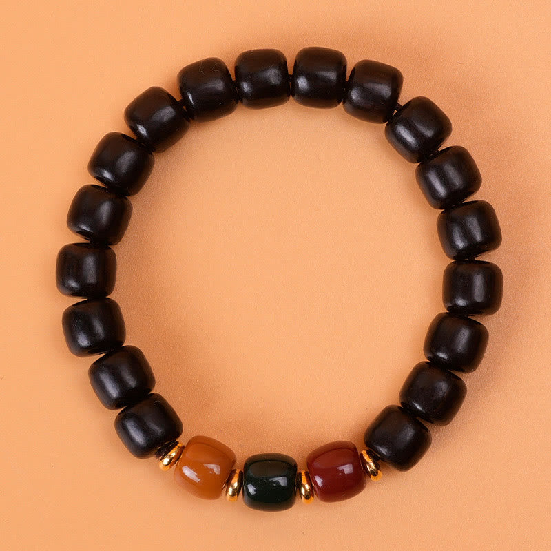 Handmade Natural Wood & Copper Beaded Meditation Bracelet