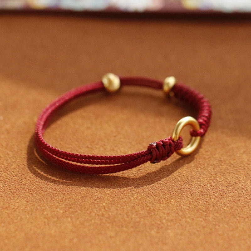 Alloy Peace Buckle Luck Red String Bracelet