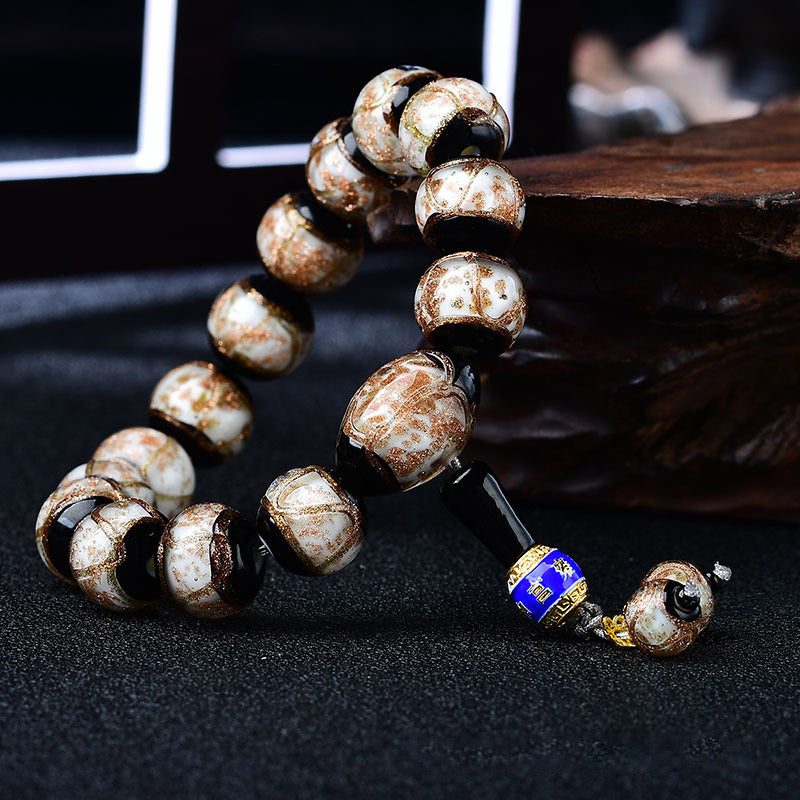 Tibetan Dragon Vein Agate Beaded Bracelet – 12mm & 14mm in Multi-Color Options