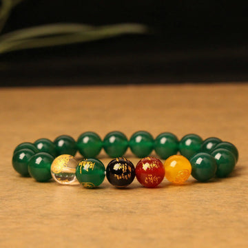 Five Elements Natural Agate and Crystal Bead Balance Bracelet