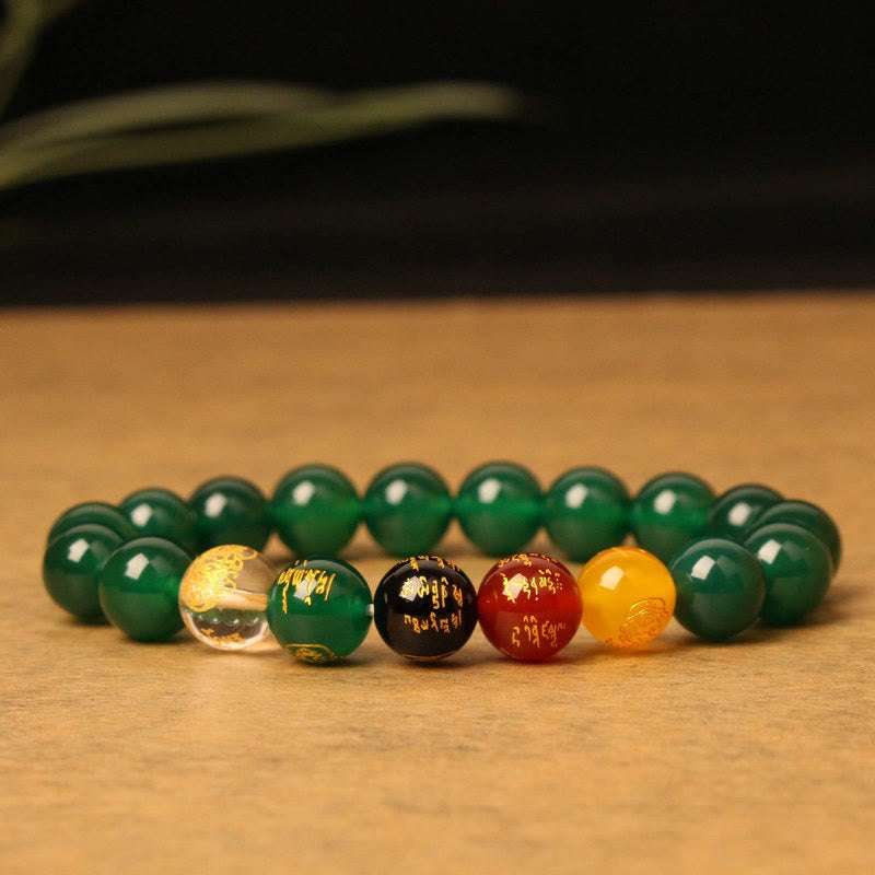 Five Elements Natural Agate and Crystal Bead Balance Bracelet