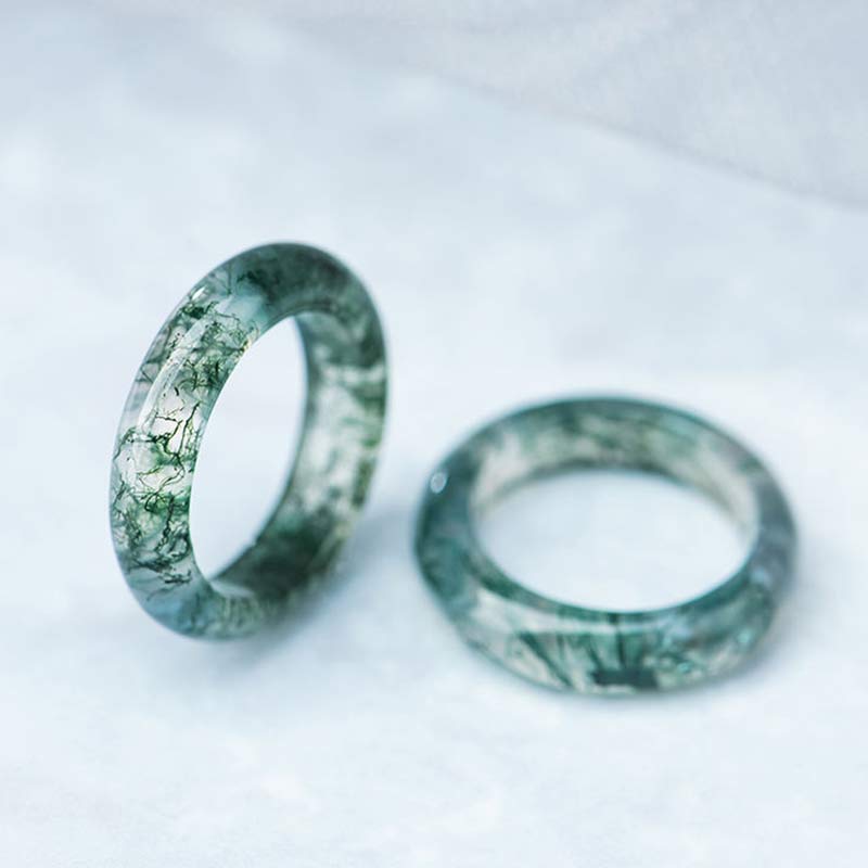 Moss Agate Healing Balance Ring