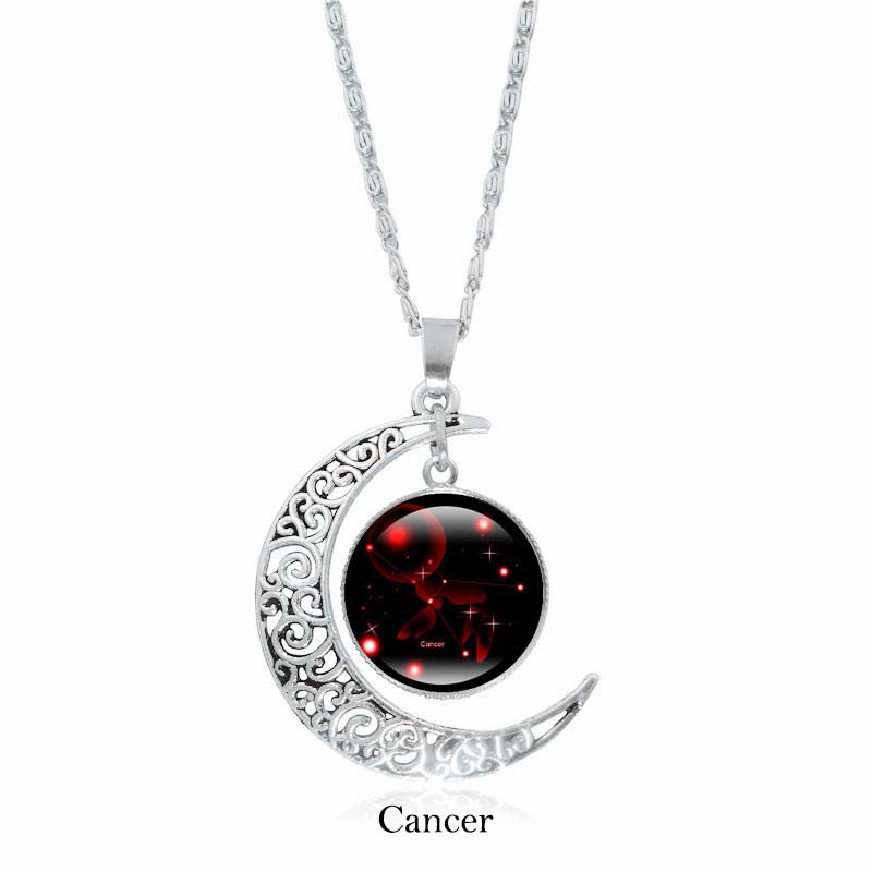 12 Constellations of the Zodiac Moon Protection Necklace Chain Pendant