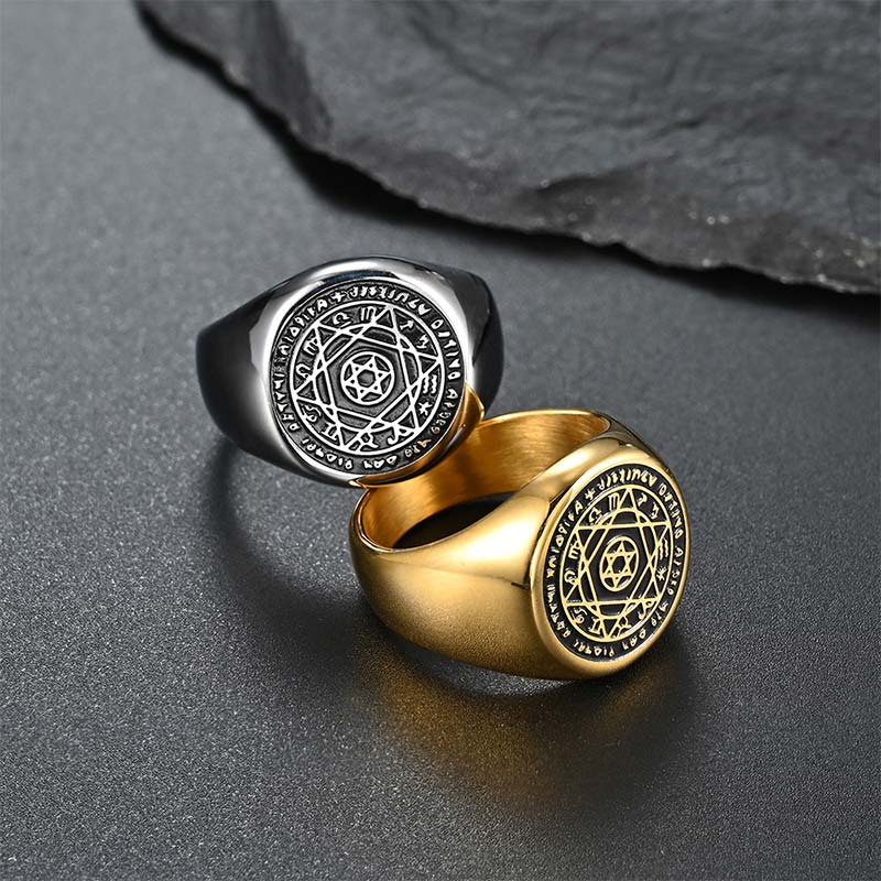 12 Constellations of the Zodiac Star of David Protection Ring