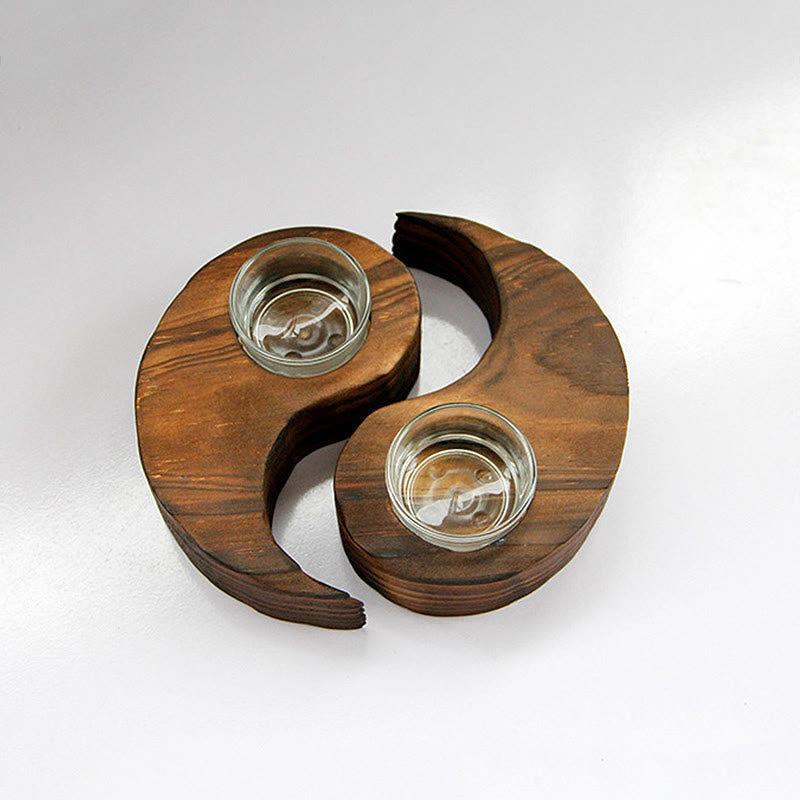 Yin Yang Wood Candle Holder Meditation Rituals Use Items (Extra 35% Off | USE CODE: FS35)