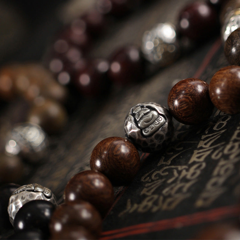 999 Sterling Silver & Aromatic Sandalwood Buddha Charm Beaded Bracelet