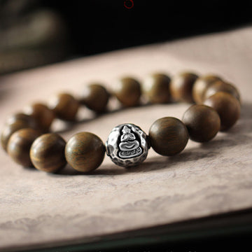 999 Sterling Silver & Aromatic Sandalwood Buddha Charm Beaded Bracelet