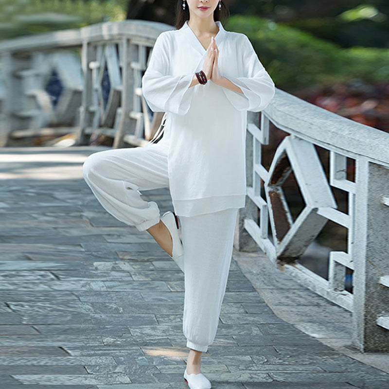 Yoga Cotton Linen Clothing Uniform Meditation Zen Practice Women's Set (Extra 30% Off | USE CODE: FS30)