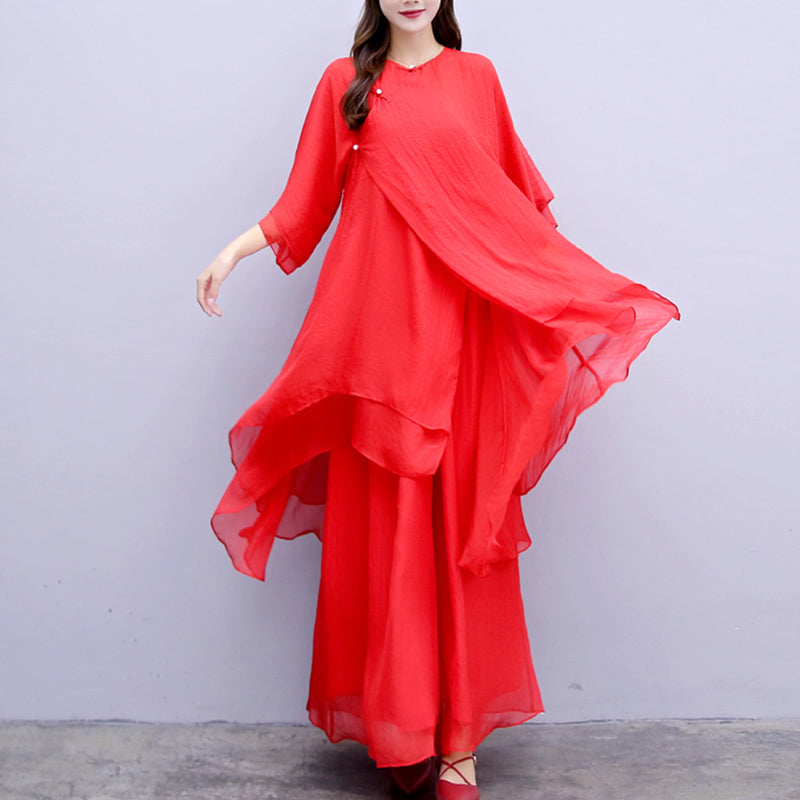 3Pcs Yoga Chiffon Clothing Uniform Meditation Zen Practice Women's Set