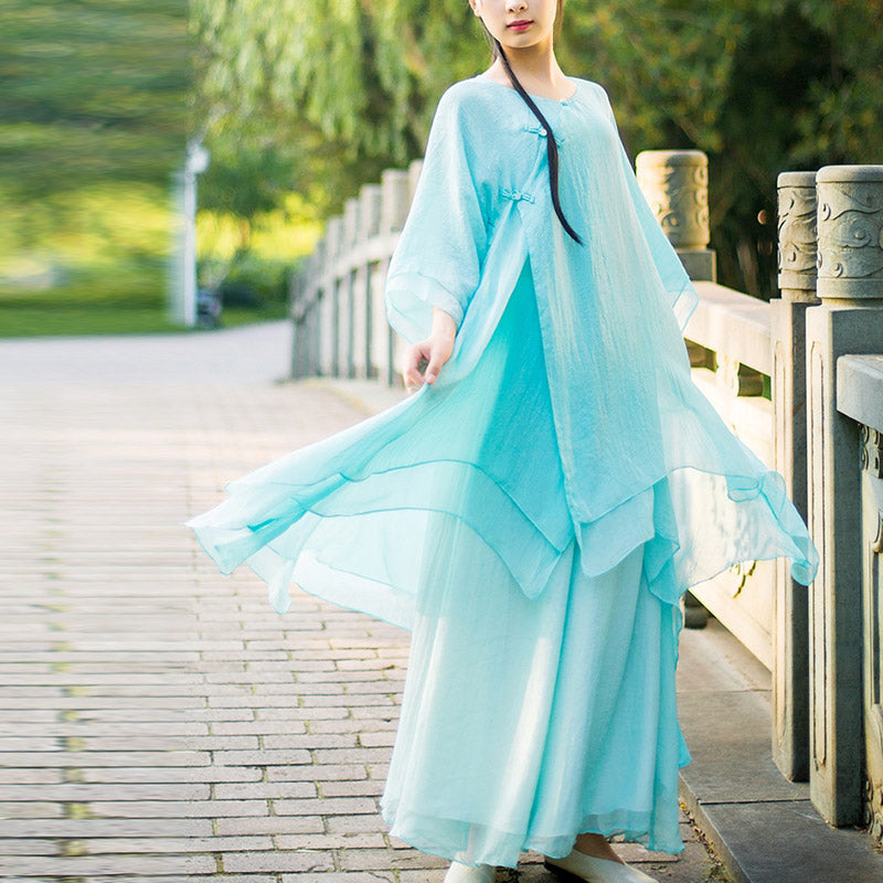 3Pcs Yoga Chiffon Clothing Uniform Meditation Zen Practice Women's Set