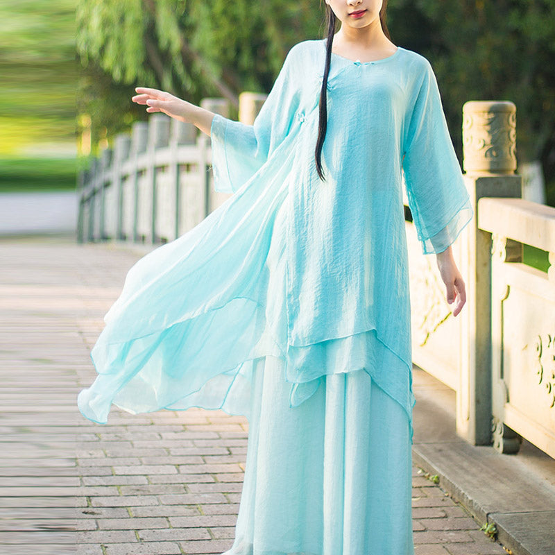 Breathable Chiffon Three-Piece Mindful Movement and Meditation Set