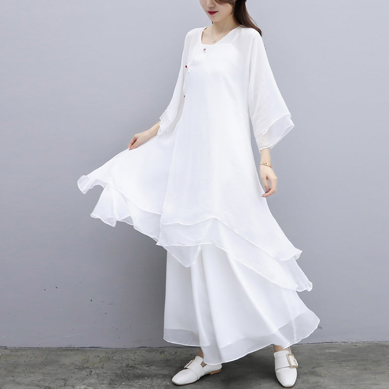 3Pcs Yoga Chiffon Clothing Uniform Meditation Zen Practice Women's Set