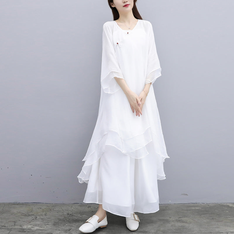 3Pcs Yoga Chiffon Clothing Uniform Meditation Zen Practice Women's Set