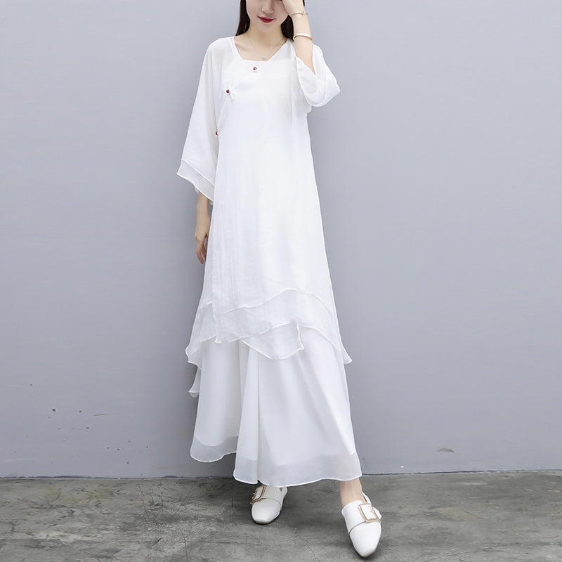 3Pcs Yoga Chiffon Clothing Uniform Meditation Zen Practice Women's Set