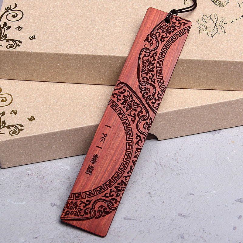 Zen Enlightenment Quotes Ebony Wood Small Leaf Red Sandalwood Bookmarks With Gift Box