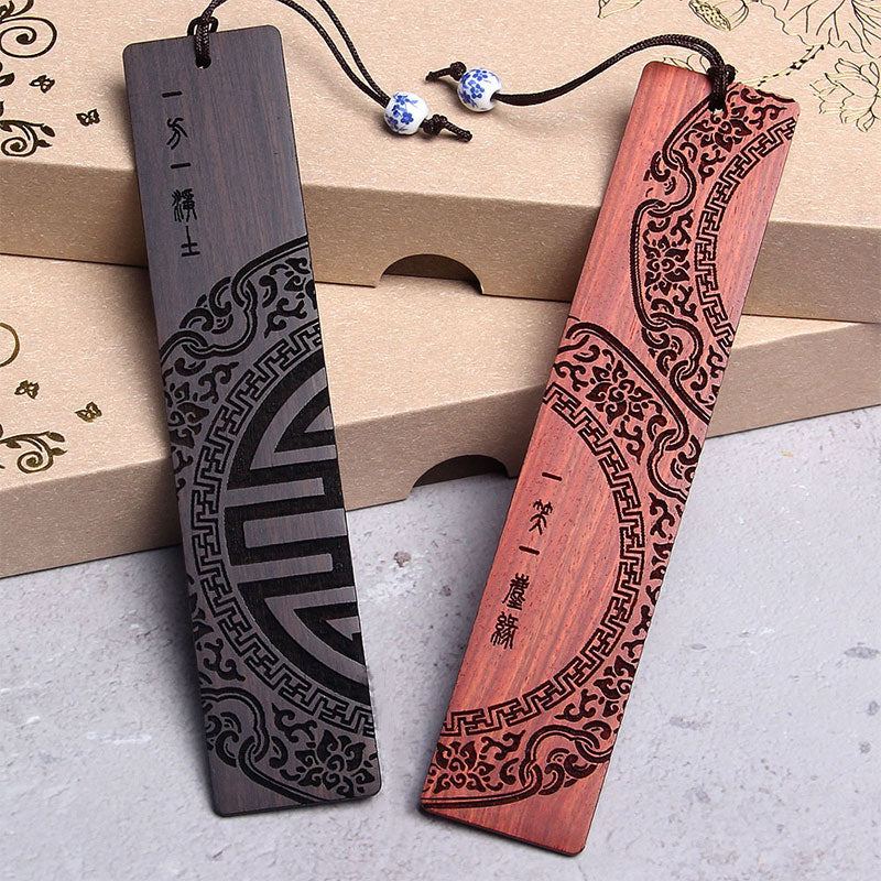 Zen Enlightenment Quotes Ebony Wood Small Leaf Red Sandalwood Bookmarks With Gift Box