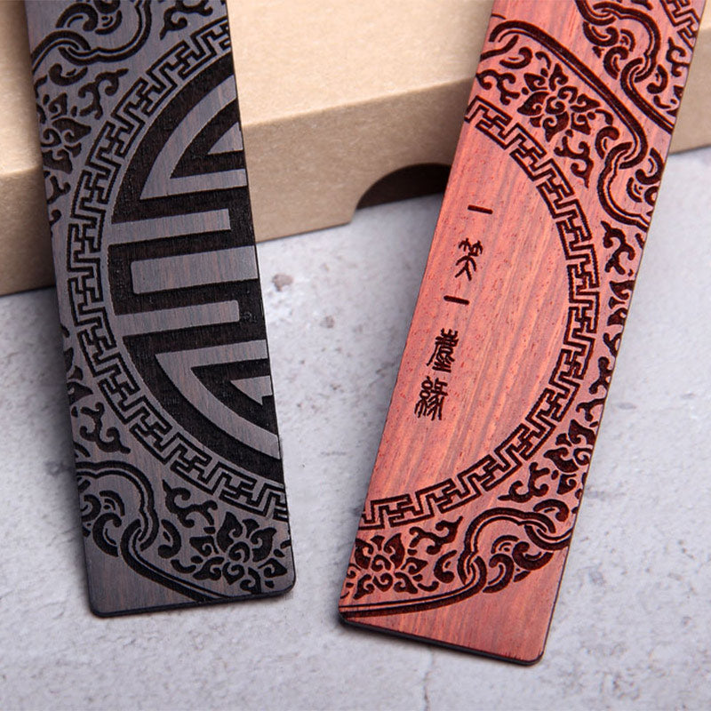 Zen Enlightenment Quotes Ebony Wood Small Leaf Red Sandalwood Bookmarks With Gift Box