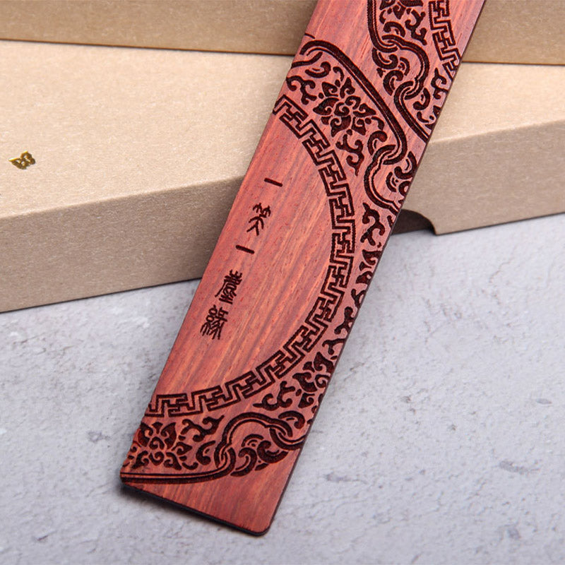 Zen Enlightenment Quotes Ebony Wood Small Leaf Red Sandalwood Bookmarks With Gift Box