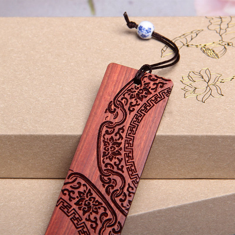 Zen Enlightenment Quotes Ebony Wood Small Leaf Red Sandalwood Bookmarks With Gift Box